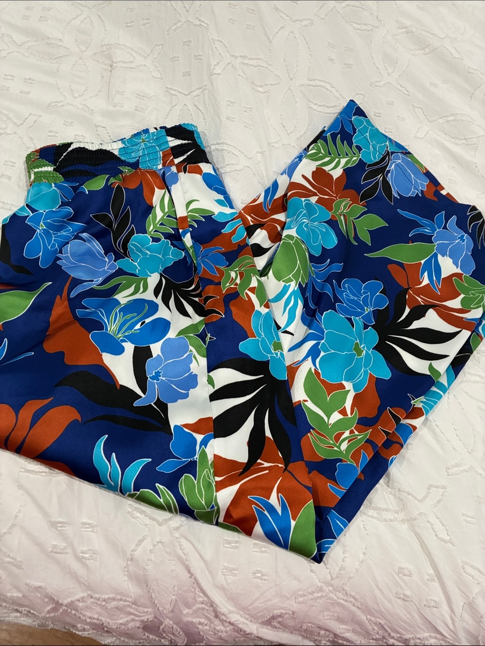 INC International Concepts Blue Floral Wide Leg Pants
